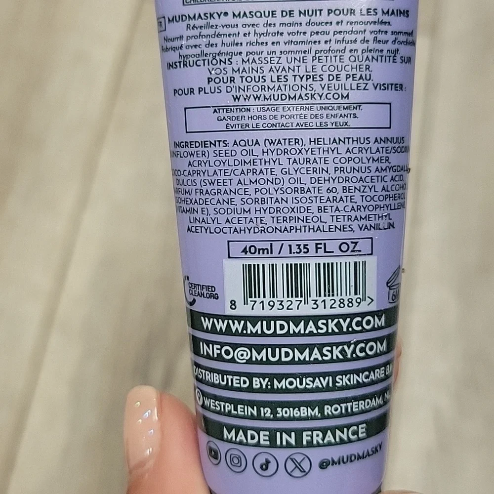Mudmasky Midnight Hand Mask 40ml / 1.35 fl oz NEW